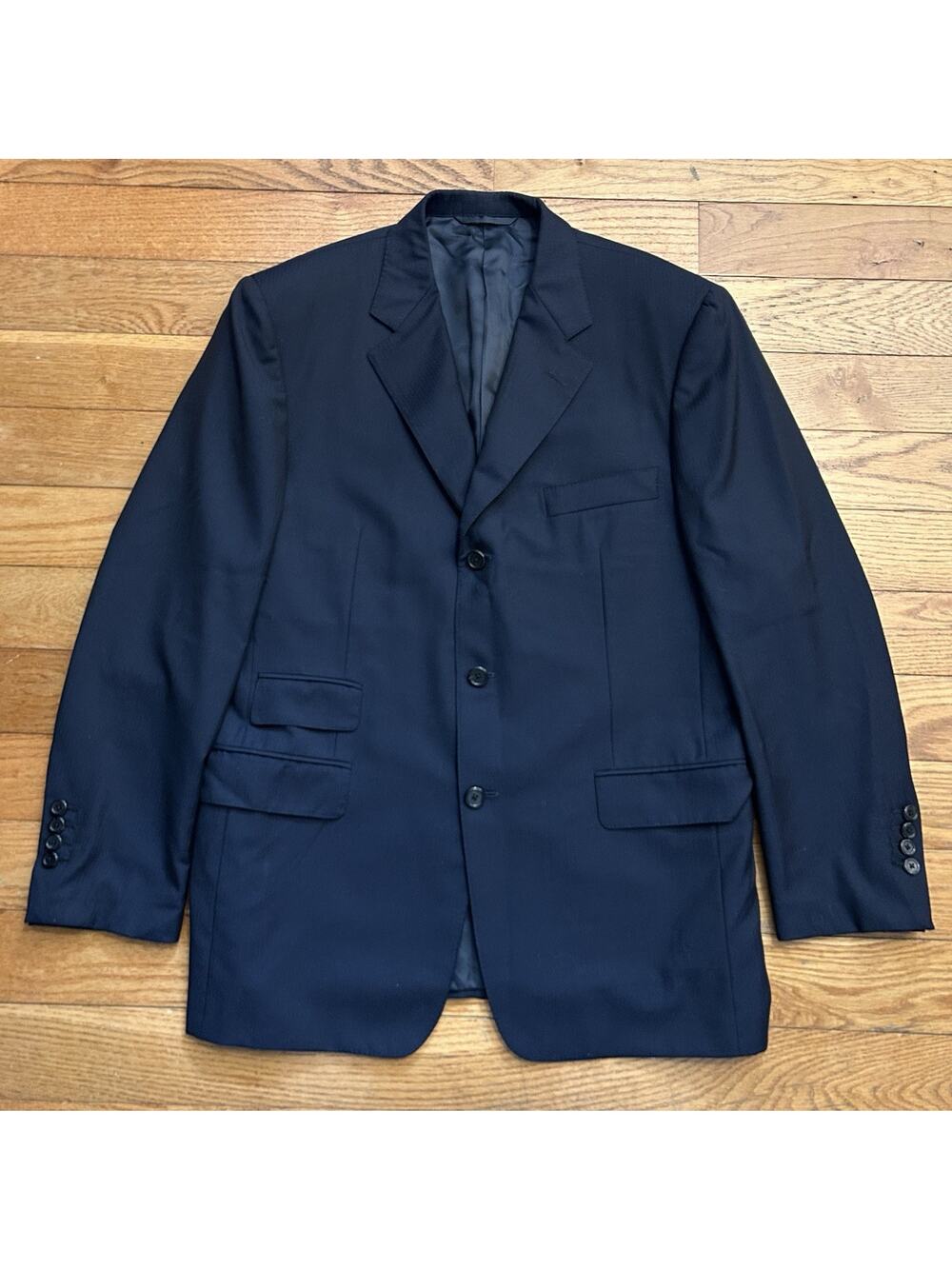 Hickey Freeman Loro Piana Super 120s Wool Navy Blue Blazer Suit Jacket 46R